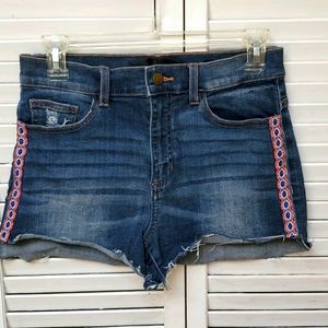 Black Label Boho Embroidered Jean Shorts Size 28